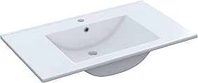 ARKITMOBEL 305950O - Lavabo Ceramica Color Blanco, Pila lavamanos Rectangular baño, Medidas: 81,5 cm (Largo) x 18 cm (Alto) x 46 cm (Fondo) 