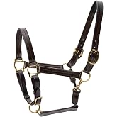 Jeffers Versailles Triple Stitched Leather Horse Halter with Double Buckle Crown &amp; Throat Snap, Adjustable Premium Leather