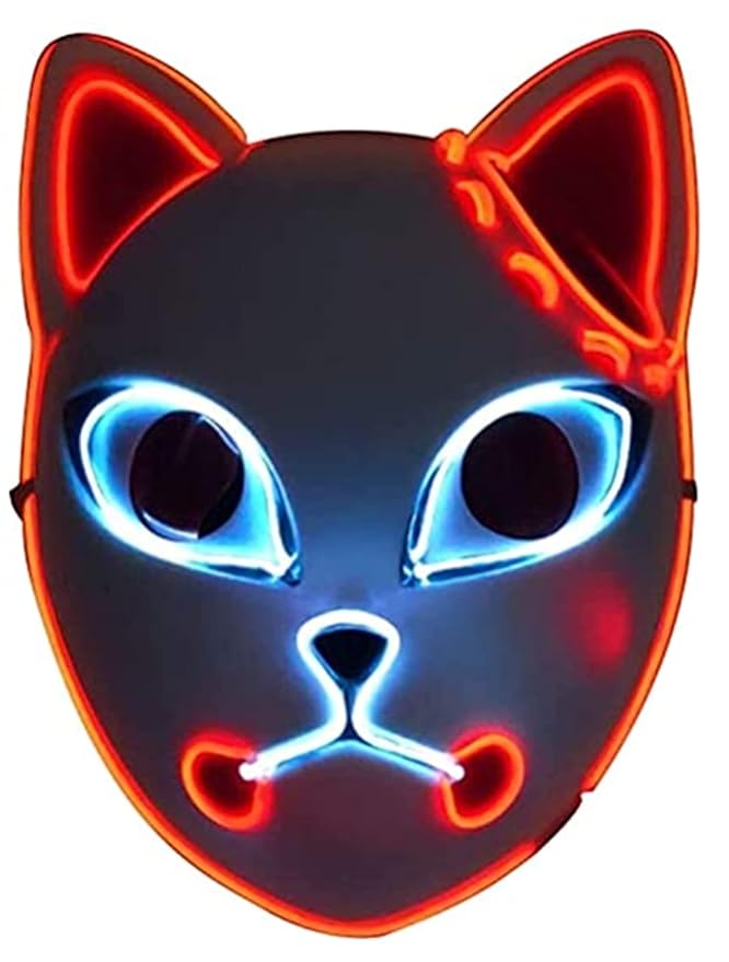 Buy Demon Slayer Mask, LED Luminous Fox Mask Used for Cosplay Japanese Anime(Red) Online at Low