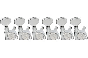 MUSICLILY Wilkinson WJN07 6 inline EZ-LOK Guitar Tuners Machine Heads 19:1 Ratio Tuning Pegs Keys for Fender Strat Stratocaster Tele Telecaster Electric Guitar, Chrome