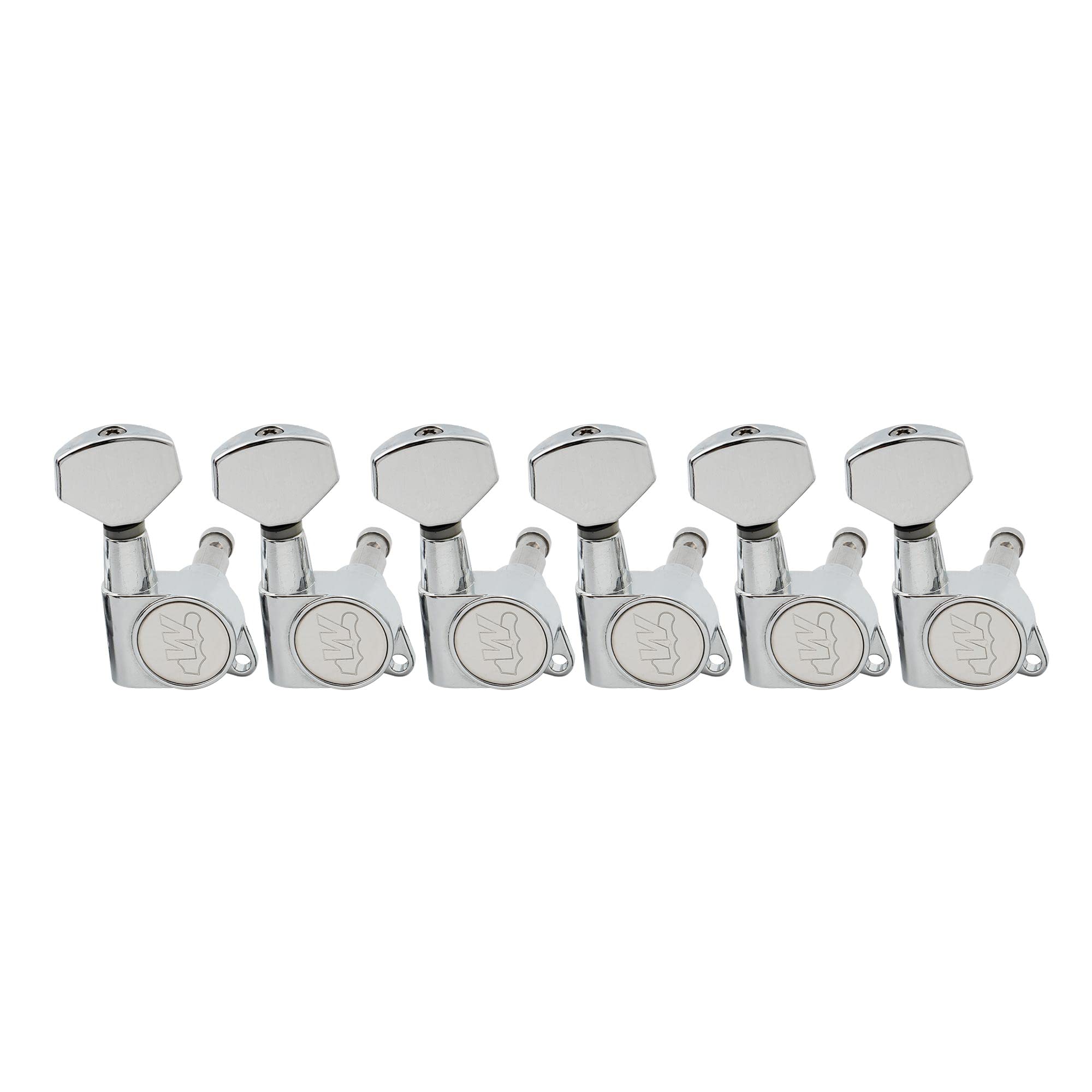 Wilkinson WJN07 6 inline EZ-LOK Guitar Tuners Machine Heads 19:1 Ratio Tuning Pegs Keys for Stratocaster Telecaster Electric Guitar, Chrome