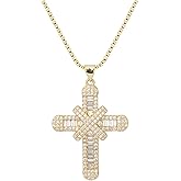 TANTIUE Cross Necklace for Women 14K Gold Plated Cubic Zirconia Cross Pendant Necklace Cross Faith Pendant Necklaces for Men Faith Pendant Crucifix Necklaces