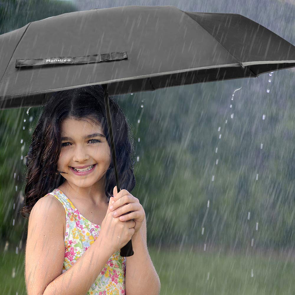 LED Flashlight Umbrella,Monstleo Compact Travel Umbrella,Fully-Automatic Folding Umbrella with Rotating Led Lighting Handle