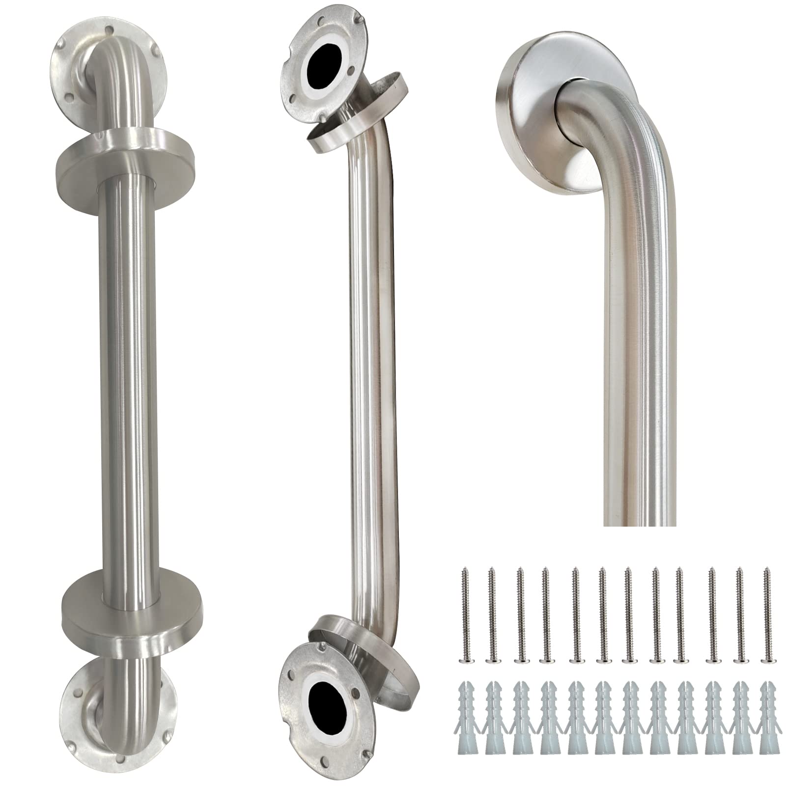 Photo 1 of 2 Pack Grab Bars for Bathroom, 16 Inch Brushed Nickel 304 Stainless Steel Shower Grab Bar, Safety Assist Handicap Grab Bar, 500lbs Support Grab Bar for Bathtubs and Showers for Christmas Gifts