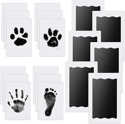 Nabance Inkless Hand & Footprint Kit Baby & Pet Paw Print Kit 6 Pads 12 Cards