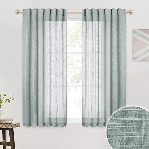 Amazon Com Ryb Home Grey Sheer Curtains Privacy Sheer For