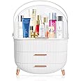 MASSY Egg Shape(Oval) Makeup Storage Box, Countertop Portable Vanity Cosmetics Organizer Preppy