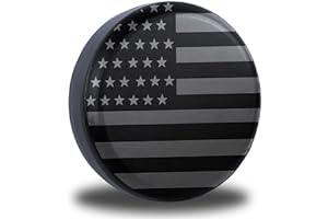 Jusen American Flag Spare Tire Cover Fit for Jeep Wrangler Rv SUV Truck Travel Trailer,Waterproof Tires (Grey American Flag, 18" for tire Diameter 32"-34"/81.2-84.3cm)