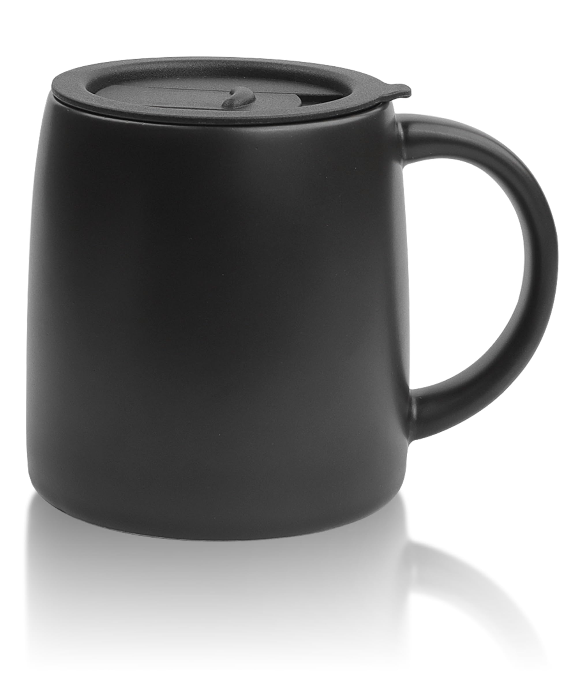Photo 1 of LINVIA Classic Mug, 14 oz Large Coffee Mug with Handle, Ceramic Porcelain Tea Cup, Smooth Matte (Sliding Lid, Black)