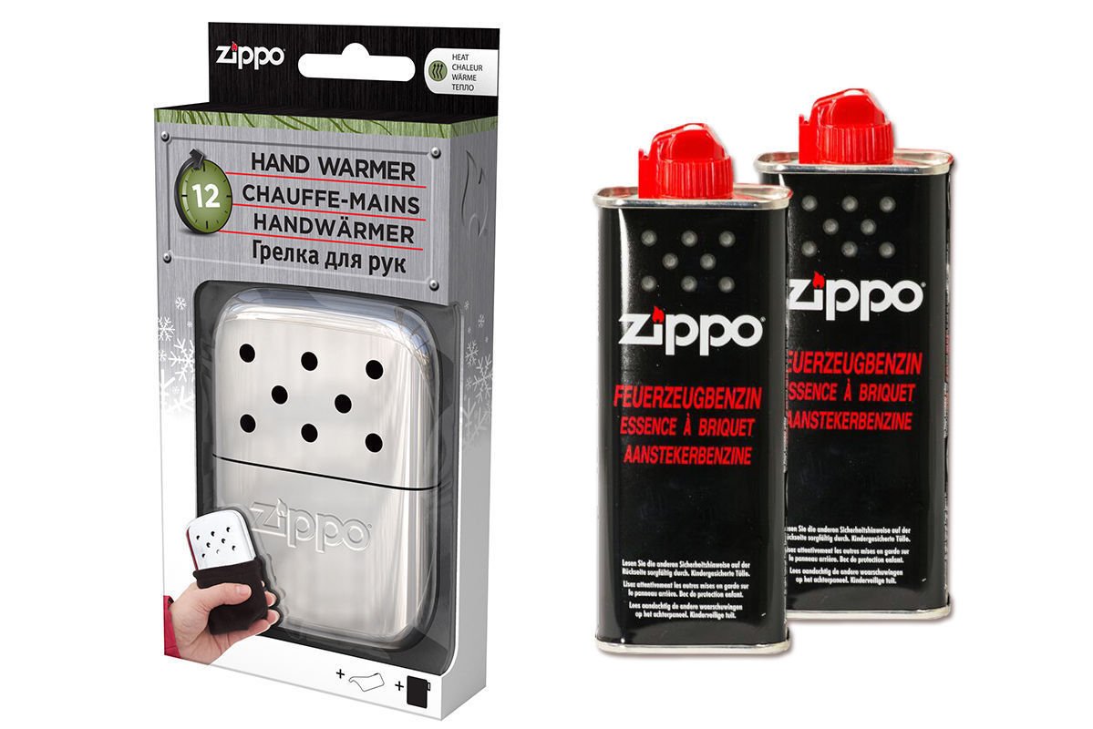 Zippo Hand Warmer/Pocket Warmer Chrome Large 12 Hour Running Time + 2x
