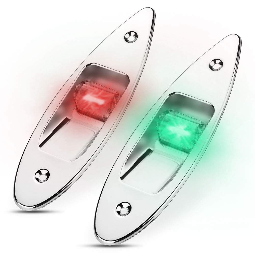 Fydun navigation lights for boats 12V LED Flush Mount Side Bow Navigation Light 2Pcs 120° Lamp for Marine Boat Yacht Green 61.5lm&Red 19lm Boat Nav Lights