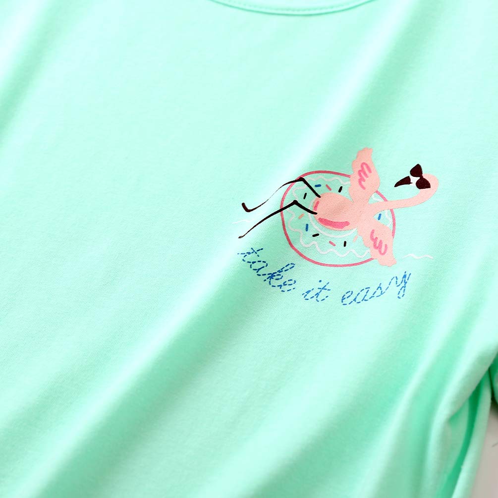 ENJOYNIGHT Women\'s Cute Sleepwear Print Tee and Shorts Pajama Set (Large, Colors)