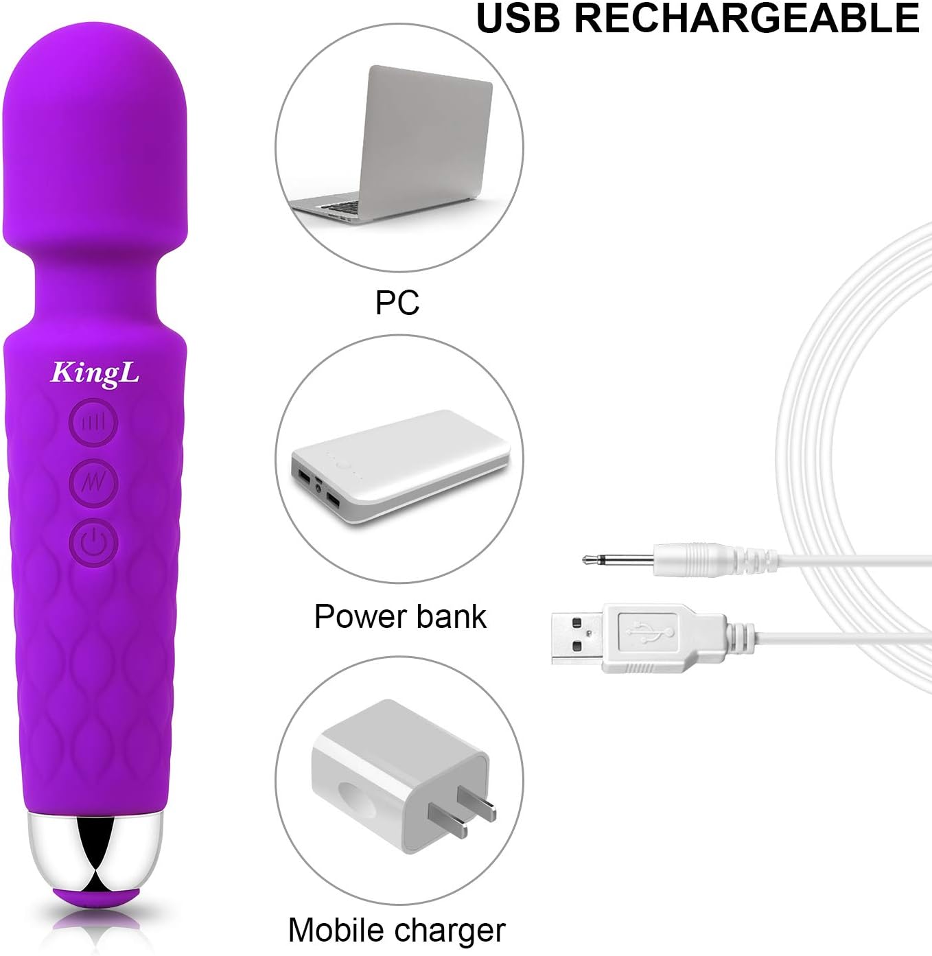 KingL Personal Massager Powerful Vibration, Waterproof, Handheld, Cordless Whisper Quiet for Neck Shoulder Back Body Massager, Sports Recovery & Muscle Aches …: Health & Personal Care