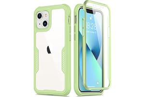 FUNMIKO iPhone 13 Case with Screen Protector,Mili-Grade Heavy Duty Protection Pass 21ft. Drop Tested Durable Slim-fit Clear Plastic Cover Protective Phone Case for Apple iPhone 13 6.1" Mint Green