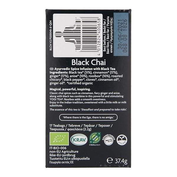 YOGI TEA ORGANIC BLACK CHAI TEA, 17 CT