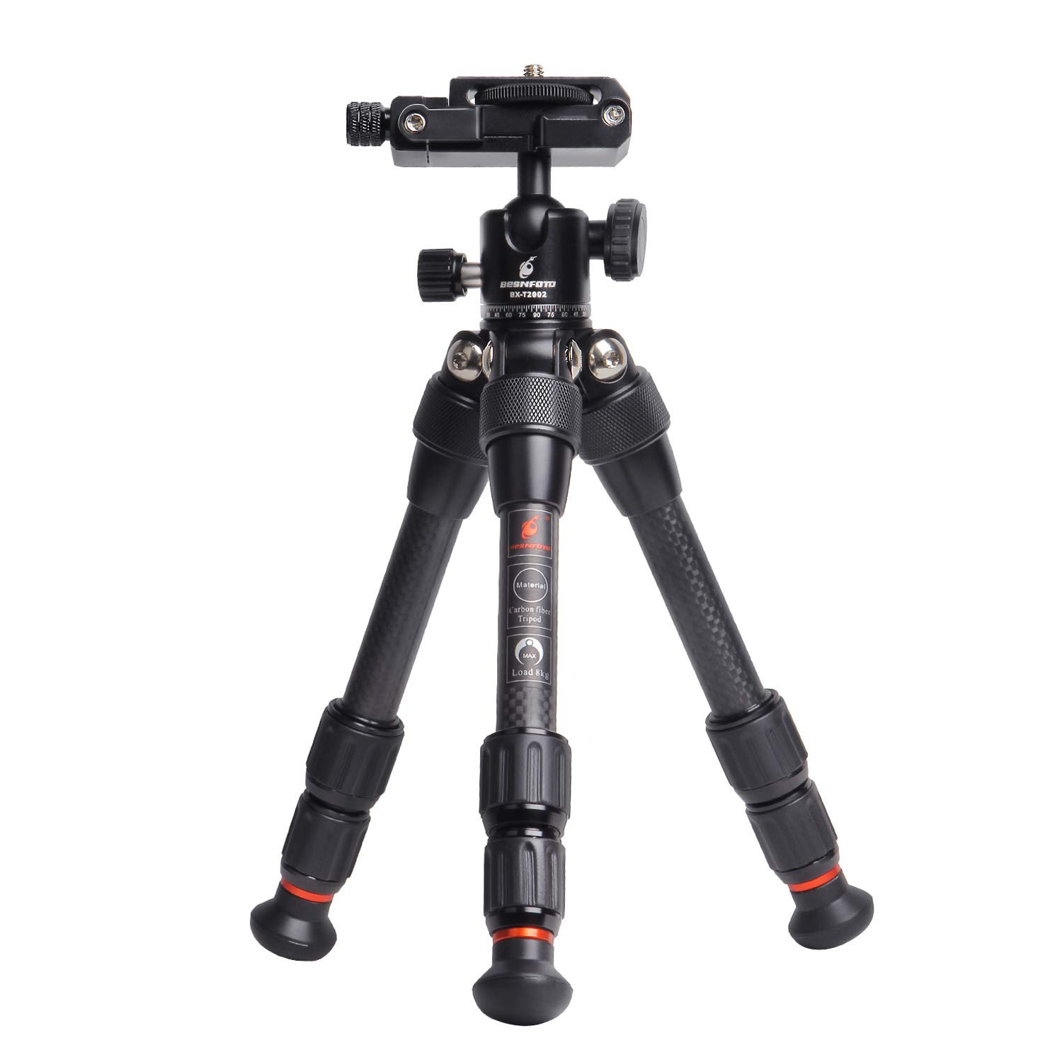 Besnfoto Mini Tripod Carbon Fiber Desktop Tripod for DSLR Camera and Phone Compact Lightweight with 360 Degree Ball Head Built-in Phone Mount Portable for Traveling Load up to 11Pounds/5 Kilograms