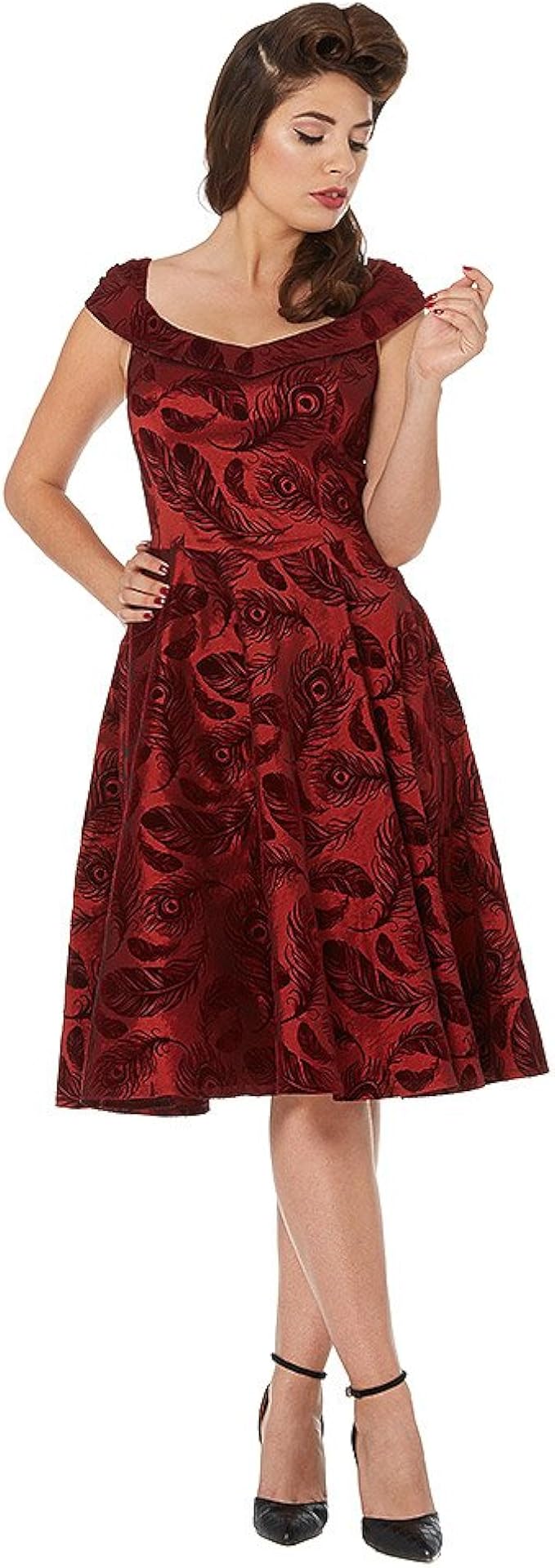 burgundy 1950s dress