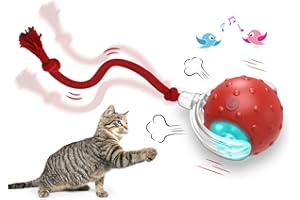 Giociv Interactive Cat Toys Ball for Indoor Cats Fast Rolling on Carpet, Chirping & Motion Activate Cat Toys (Red)