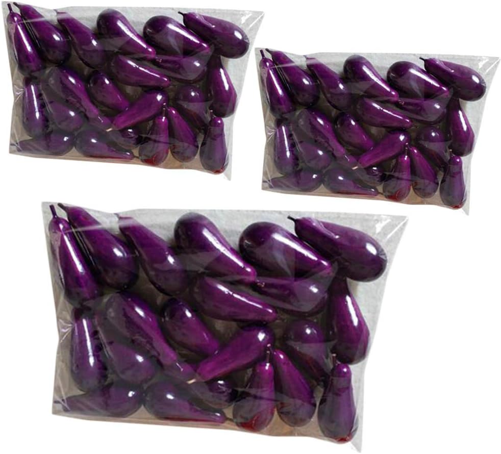 East Utopia Set of 3 Realistic Artificial Foam Decor Eggplant Lifelike Decorative Food Set
