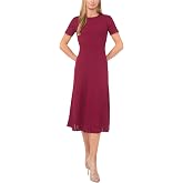 Ted Baker Women's Ribbed Pointelle Short Sleeve Crew Neck Midi Dress