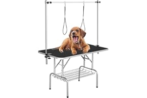 36" Dog Grooming Table Foldable Pet Grooming Tables with Adjustable Arm Noose Storage Mesh Tray Maximum Capacity Up to 330lbs
