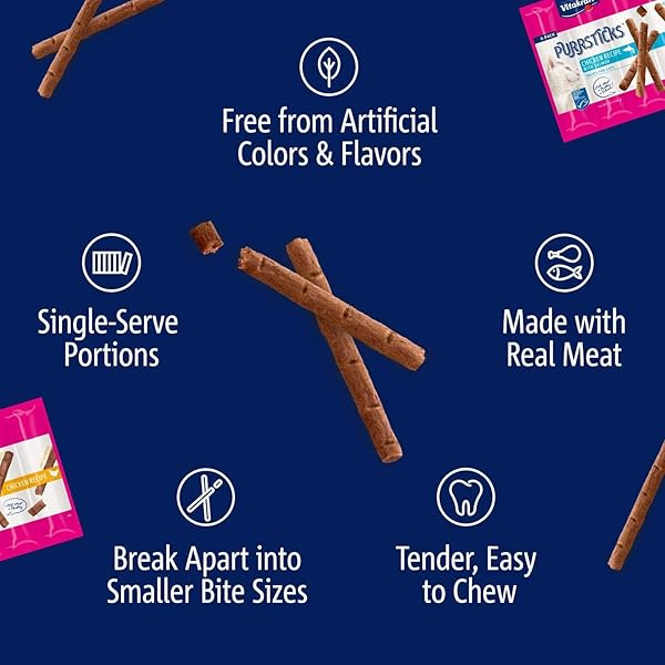 VITAKRAFT PURRSTICKS MEATY CAT STICKS – CHICKEN WITH SALMON – SEGMENTED AND BREAKABLE MEATSTICK – DELICIOUSLY TENDER – 6 COUNT (PACK OF 1)