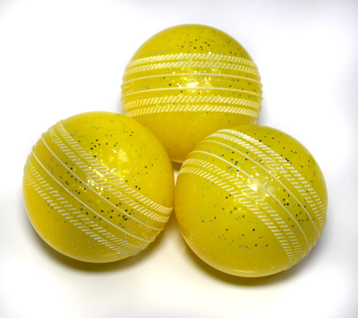 Rawage 3 X Soft & Safe Glitter Cricket Balls For outdoor & indoors Rubber Cricket Ball With elegant Seam for Best Performing, Coaching & Practice (YELLOW)