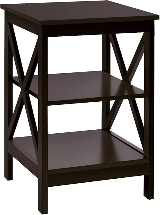 Amazon Com Giantex Nightstand 3 Tier X Design W Storage Shelves And Stable Structure Storage Organizer Display Sofa Side Table For Living Room Bedroom Accent Home Furniture End Table 1 Espresso Kitchen Dining