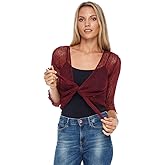SHU-SHI Sheer Shrug for Women Mesh Knit Cover Up Lightweight Dressy Cardigan for Summer Tie Top Wrap