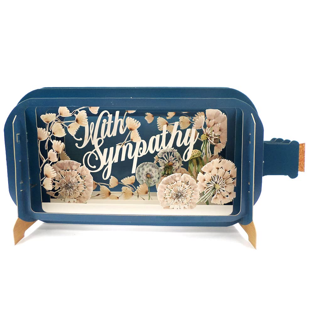 Message in A Bottle Dandelion with Sympathy Pop Up Greeting Card by Alljoy Cards MIB114