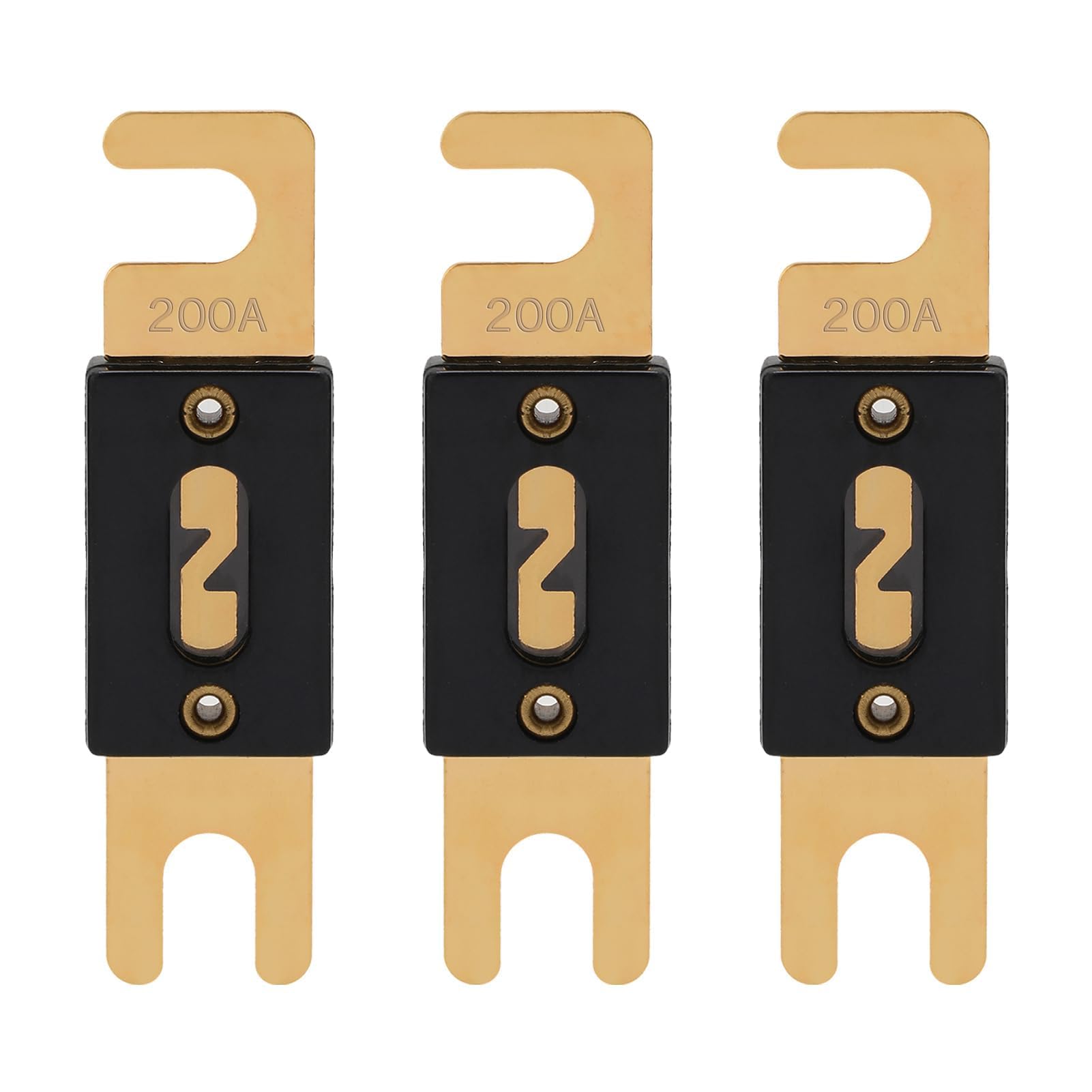 VEXUNGA ANL Fuse 200A Blade Fuses 200 Amp 32VDC 200Amp Gold for Car Audio Video System (Pack of 3Pcs)