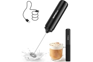 SIMPLETaste Milk Frother Wand Rechargeable Handheld Drink Mixer, USB-C Electric Whisk with Stainless Steel Whisk for Coffee, Lattes, Cappuccino, Matcha, Hot Chocolate&Creamer