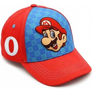 Nintendo Boys Baseball Cap, Personalized Initial Super Mario Adjustable Kids Cap