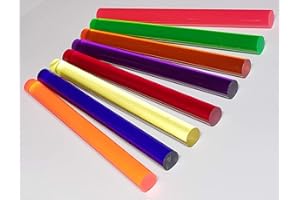 BEST ACRYLICS 8 Different Color 1” INCH Diameter Clear Translucent Acrylic PLEXIGLASS Plastic Lucite Rod - Orange, Blue, Yellow, RED, Purple, Amber, Green & Pink