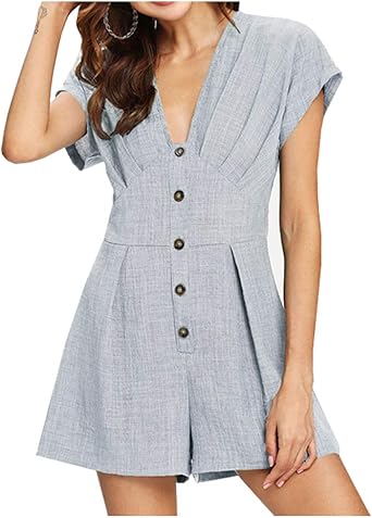 linen overalls short