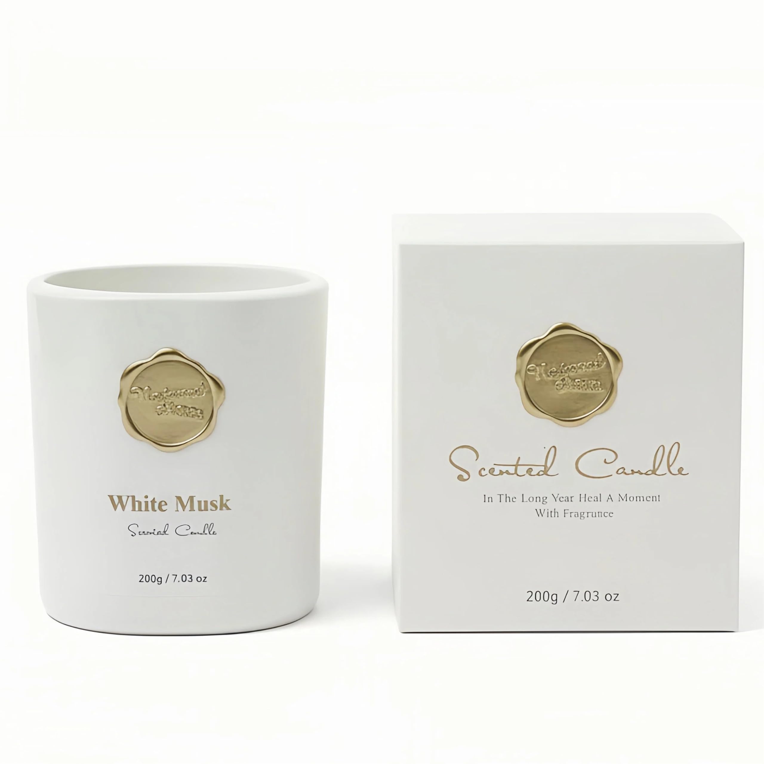 Photo 1 of Scented Luxury Candles -Whitemusk-Aromatherapy Jar Candles for Relaxation & Sleep -7 oz- 45 Hours Clean Burn-Hand-Cast -100% Natural Soy Wax-Valentine’s Day Gift