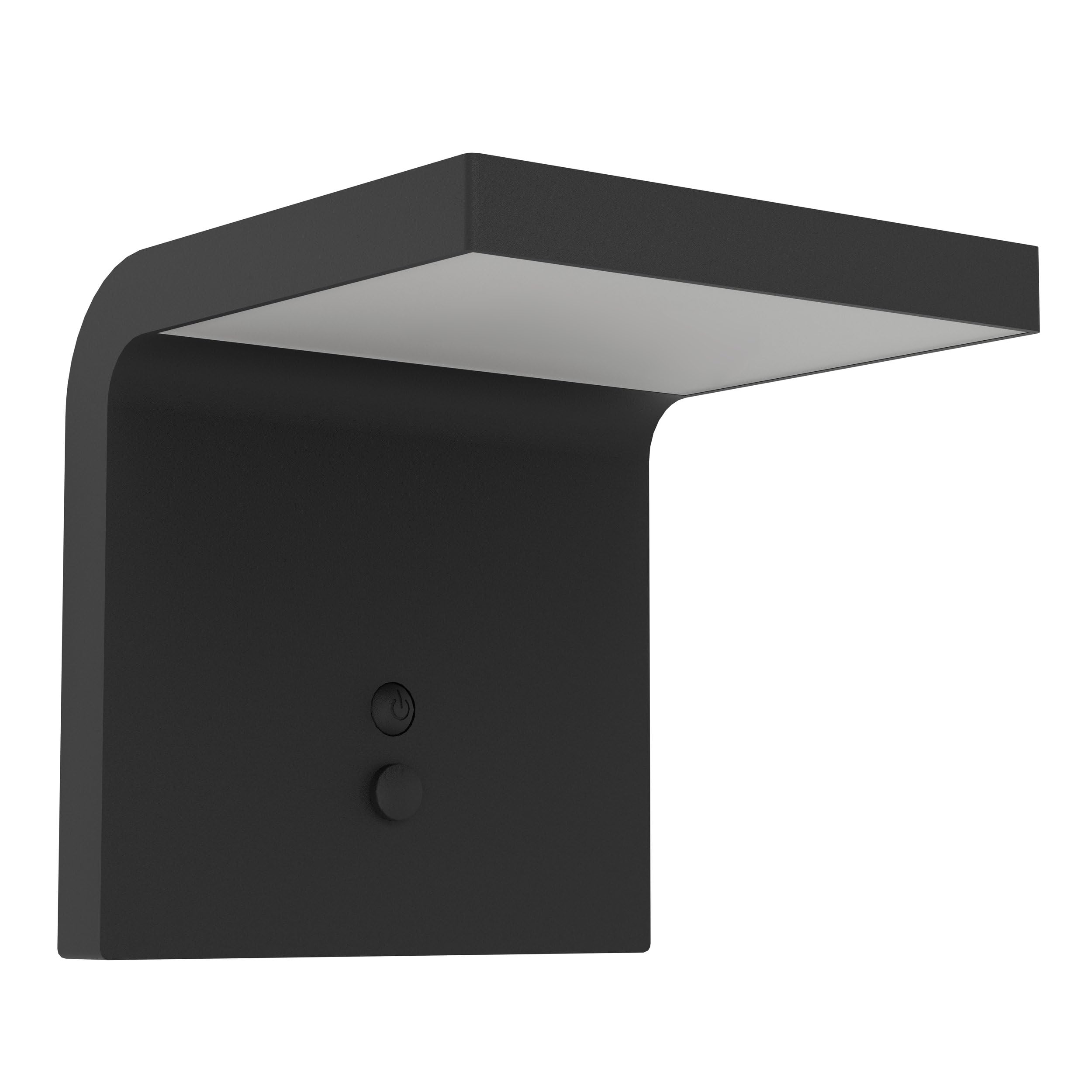 Eglo LED Outdoor wall lamp Spiante, Solar Light with Motion Detector, Outside Porch Lighting Made of Black Plastic, IP44
