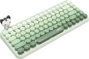 FELICON 308i Wireless Bluetooth Keyboard, Retro Typewriter Design with Gradient Colorful Round Keycaps and Cute Magnetic Cat 