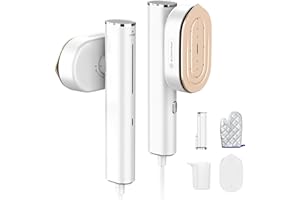 HULMAY Portable Steamer For Clothes Travel Mini Steamer and Iron Fast 10s Heat-Up, Horizontal and Vertical 1200W Effortless Wrinkle Removal, Garment Steamer and Iron for Travel Office Home(110-120V)