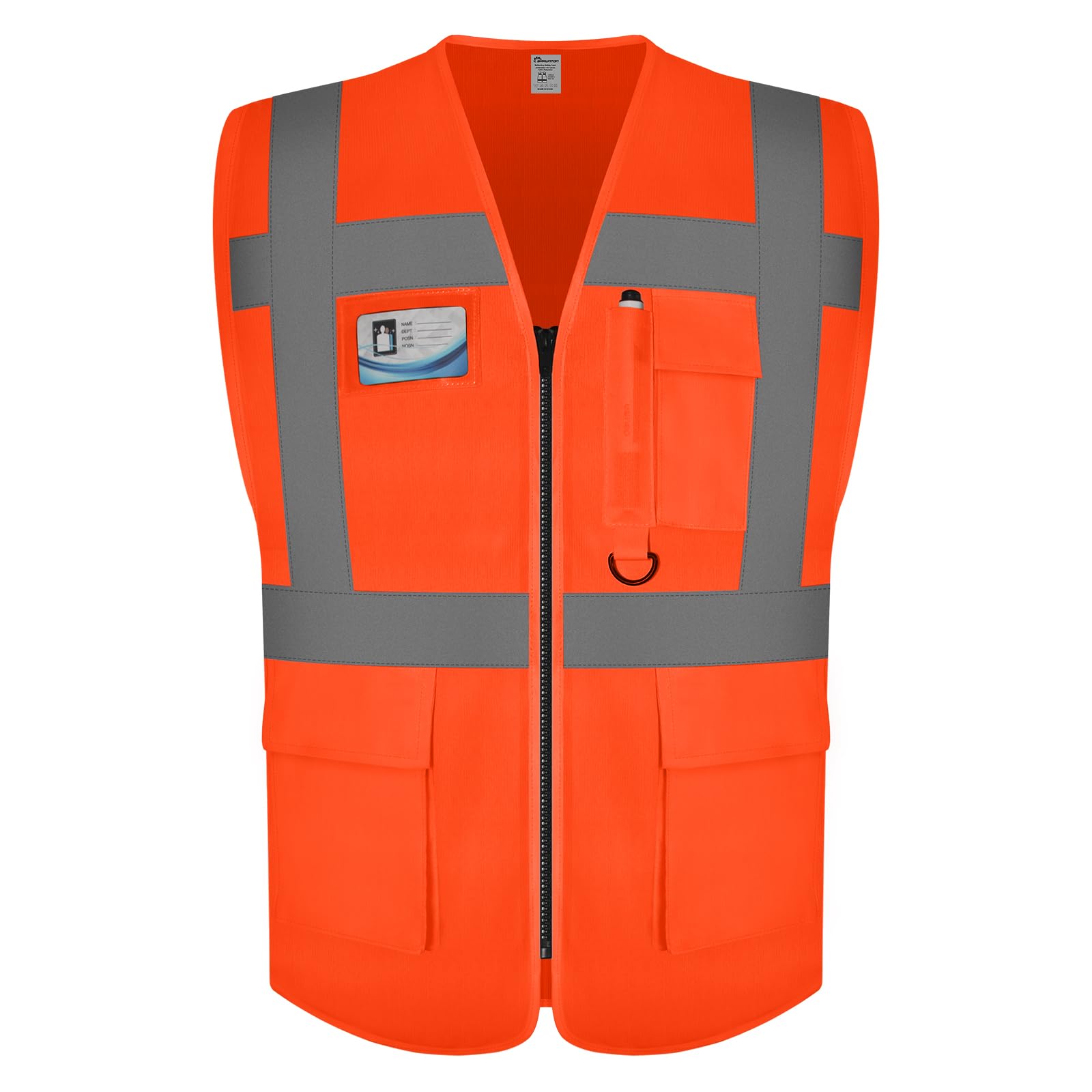 Graunton High Vis Vest, Hi vis vests for Men Women, High Visibility Safety Vest for Traffic Management, Public Safety, Transport, Meets ANSI/ISEA Standards,UK1-Orange, 3XL.