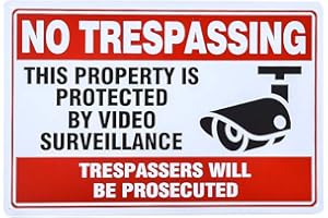 DINGLEIEVER Security Warning Signs, Video Surveillance Notice, No Loitering Private Property, No Trespassing Beware of Dogs (Silver)