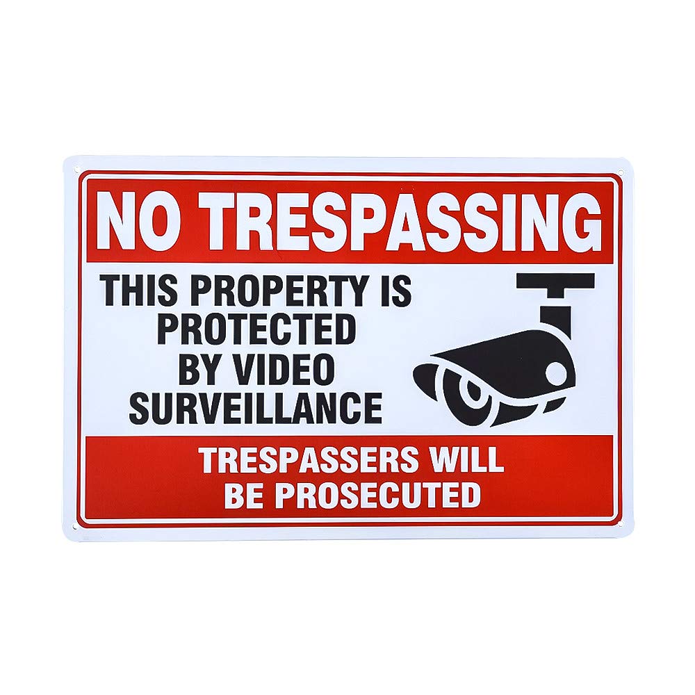 不适用 Private Property No Trespassing Sign, Video Surveillance Sign,Easy to Mount Garage Sign
