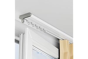 White Aluminum Curtain Track, Silent Curtains Rail Ceiling Mount For Room Divider For Bedroom Living Room Hospital (70-500cm)