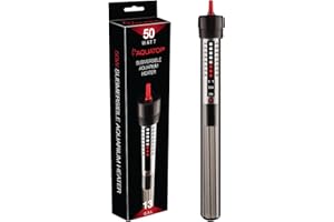 Aquatop 50W Aquarium Submersible Glass Heater – Fully Submersible For Fish Tanks Up To 13 Gallons, 68-93F Adjustable Temperature Range, Fresh & Saltwater Use, Aquarium Heaters, GH-50