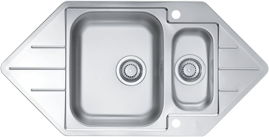 Alveus 1068476 Edelstahl 18/10, Größe: 98,5 x 50 cm, Eck-Einbauspüle