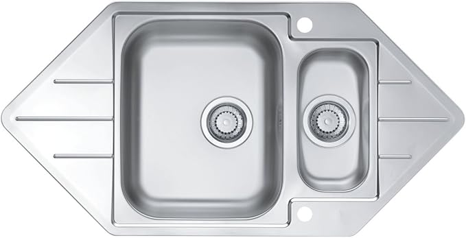 Alveus 1068476 Edelstahl 18/10, Größe: 98,5 x 50 cm, Eck-Einbauspüle