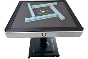 SXTL Sifang City Folding Automatic Mahjong Table, American 110V and Plug, 8ft Cable, Dining Table, Includes 3 Dices, Glass Table Cover Chinese Style 36mm un-Numbered Tiles (T350 36mm White)