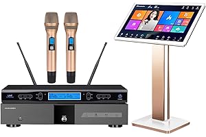 WELLZWEIDER New Chinese Karaoke Machine KV-V5 Karaoke Player with Reverb Wireless Microphone, 22-inch capacitive Touch Screen, Free Cloud Download Function YouTube APP Play Movies and Chinese TV Online, 4T