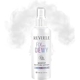 REVUELE Fix and Dewy Makeup Setting Spray &ndash; 2-in-1 Prime &amp; Hold Mist with Hyaluronic Acid &amp; Tara Gum, Long-Lasting Hydrating Finish 4 fl.oz