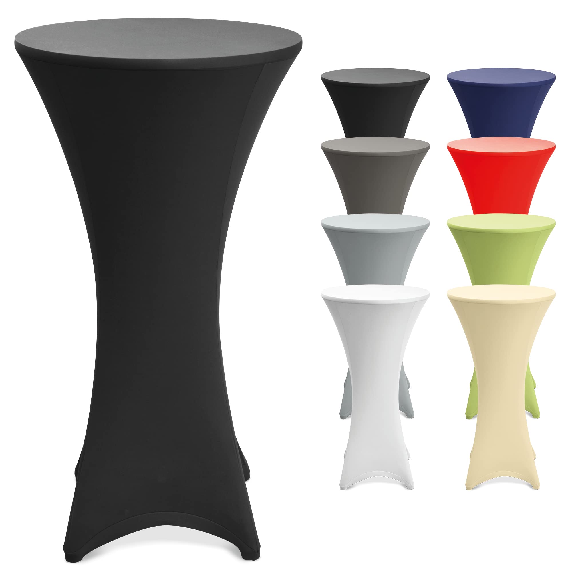 Beautissu Stretch Cover Stella Spandex Poseur Table Cocktail Tablecloth Ø 80-85 cm Event Decoration - Black